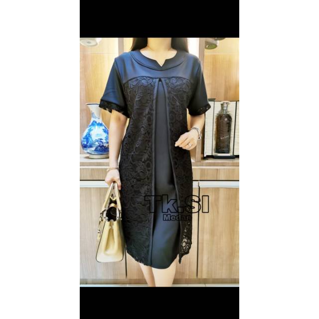 Dress scuba kombi brokat