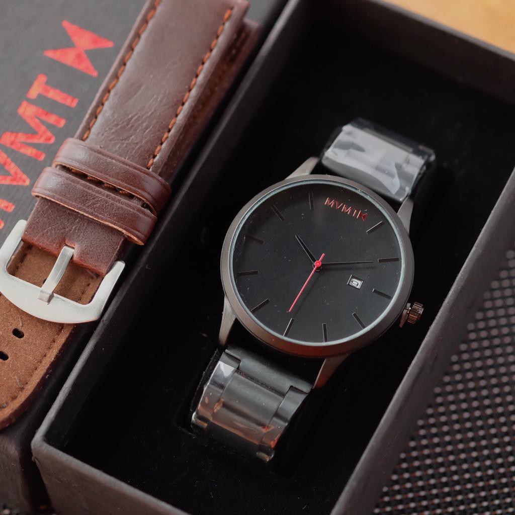 Jam Tangan Pria Wanita Analog MVMT Super Tanggal Tali Rantai Fullset 2