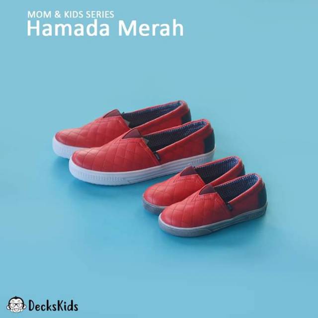 Family Series Sepatu Couple Ibu Ayah dan Anak Decks Kids Hamada Merah