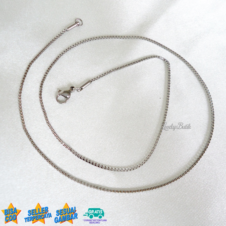 Lovelybutik Kalung Titanium Anti Karat Rantai Kalung Wanita Pria Titanium Model Terbaru Rantai Italy Milano Panjang Rantai 45 Cm