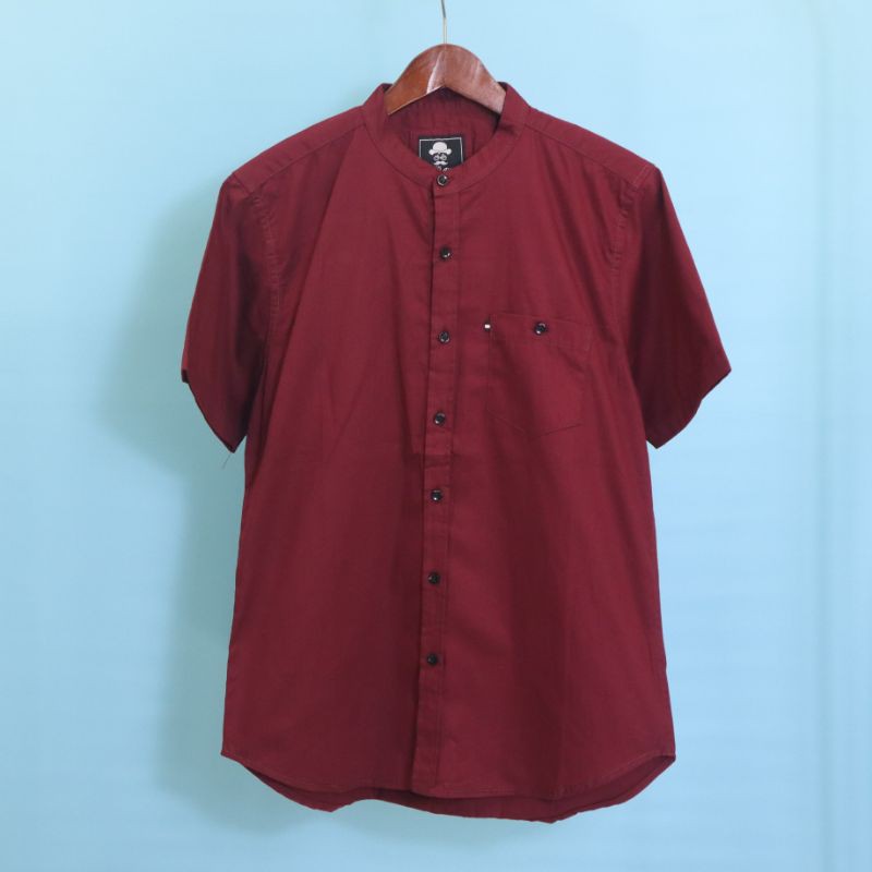 KEMEJA PENDEK KRAH SHANGHAI (MAROON)