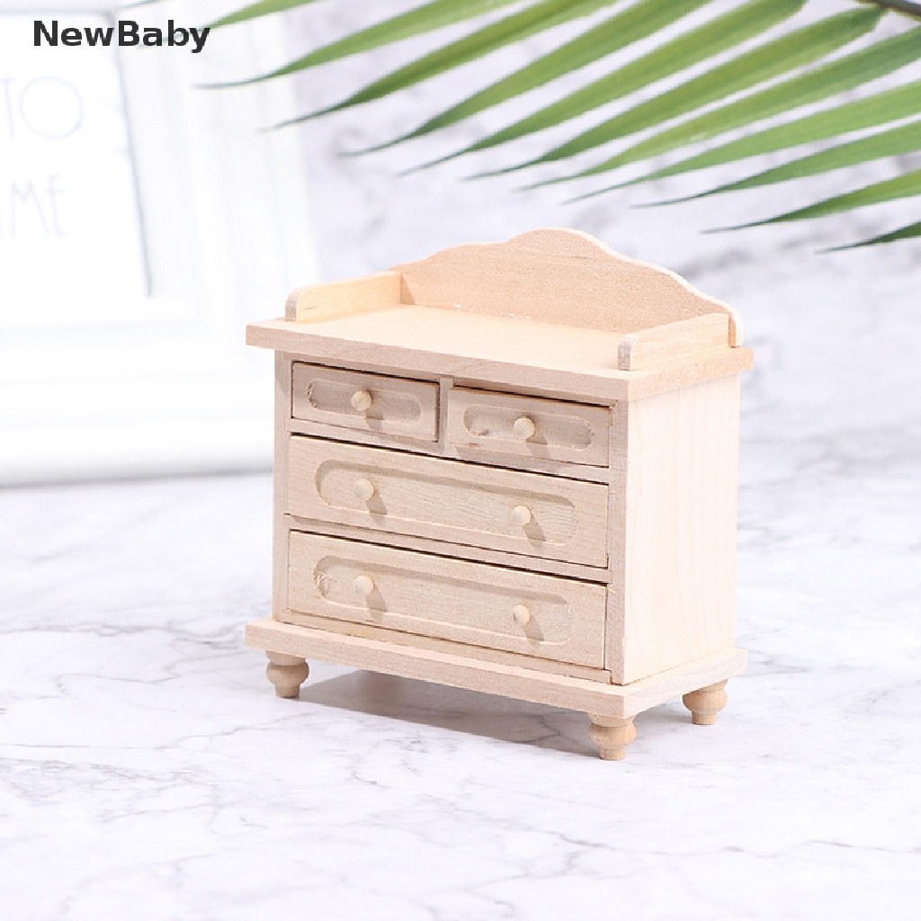 Newbaby Mainan Miniatur Lemari TV Kayu Untuk Dekorasi Rumah Boneka 1: 12