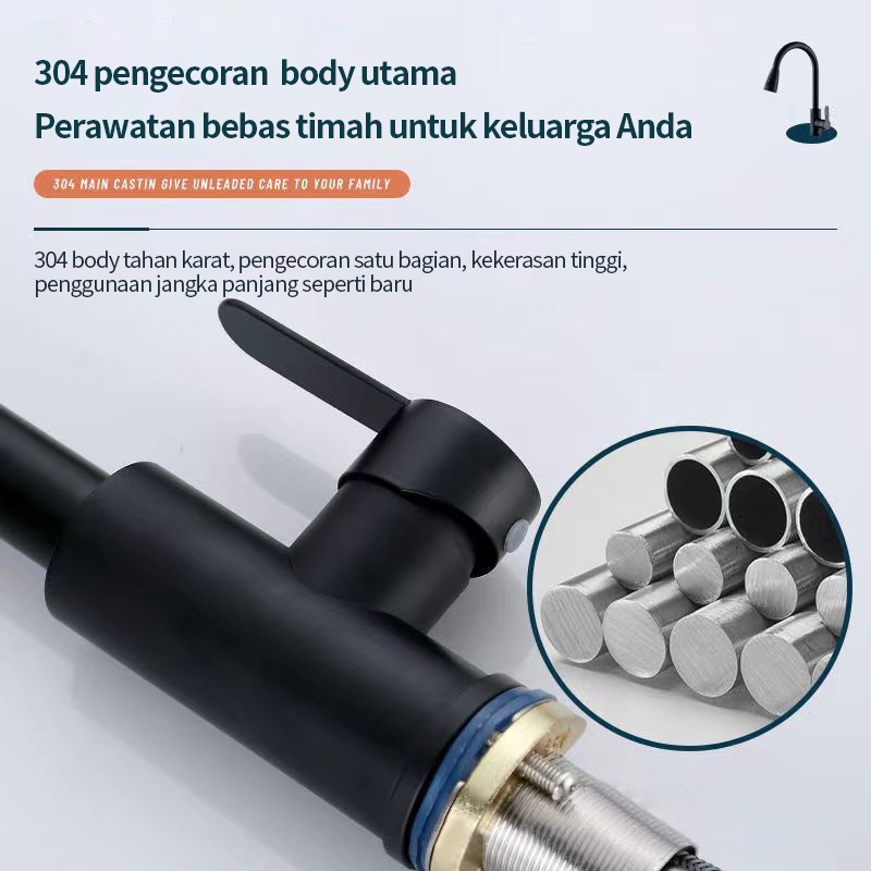 Kran Sink Mixer Tarik Stainless SUS 304 Hitam/Black/Black Gold/Kran Cuci Piring