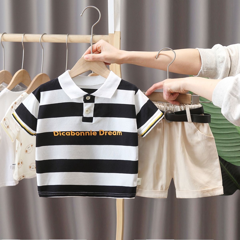 BABYLOVANTA- Setelan baju anak laki laki baju baby impor premium/ motif SALUR DREAM HITAM DAN ABU 0-5 Tahun baju korean style premium