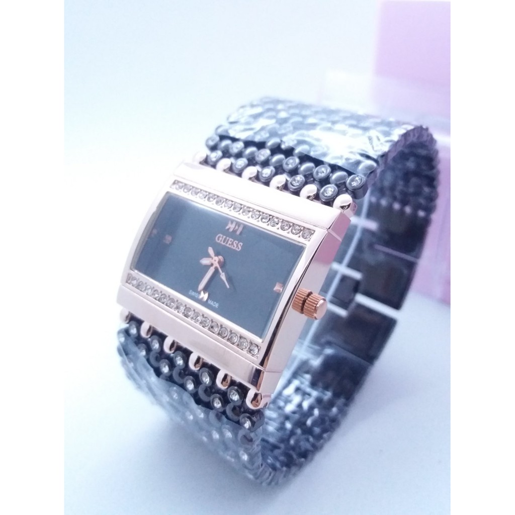 JAM TANGAN GUESS MERICA BLACK ROSE GOLD