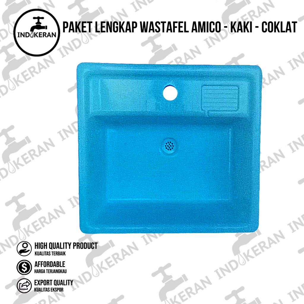 INDOKERAN-Paket Lengkap Wastafel Amico - Kaki - Coklat