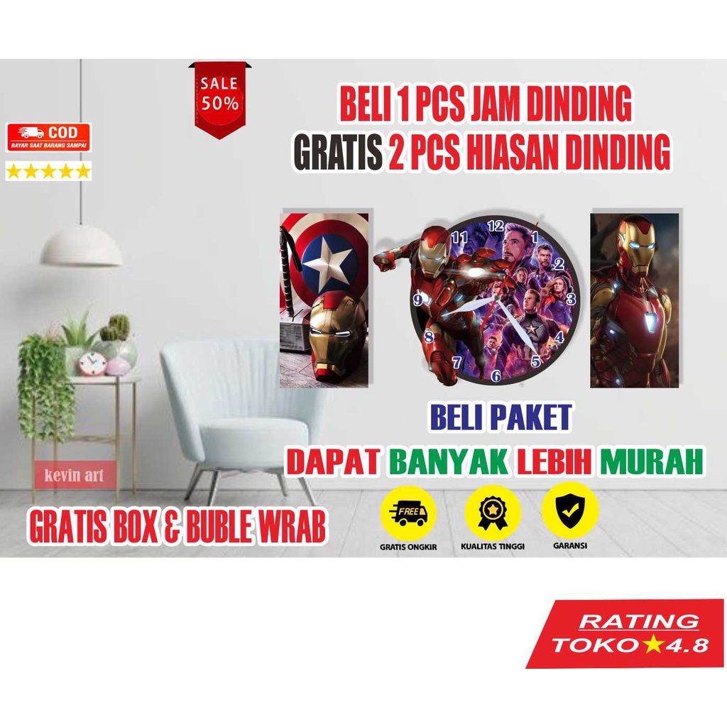 JAM DINDING MINIMALIS UNIK KARAKTER IRONMAN KEREN KAYU CUSTOM BESAR MURAH 3d DEKORASI DINDING MODERN MEWAH ARTISTIK HIASAN DINDING DEKORASI DINDING GLOW IN THE DARK HADIAH KADO ULANG TAHUN PERNIKAHAN WISUDA PERNAK PERNIK DINDING AKSESORIS RUANGAN KELUARGA