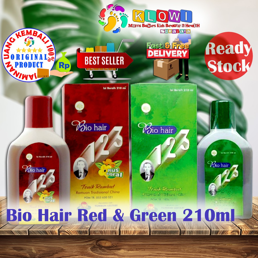 Bio Hair 123 Floral (Red &amp; Green) 210Ml / Original Hair Tonic Penumbuh Rambut / Tonik Rambut