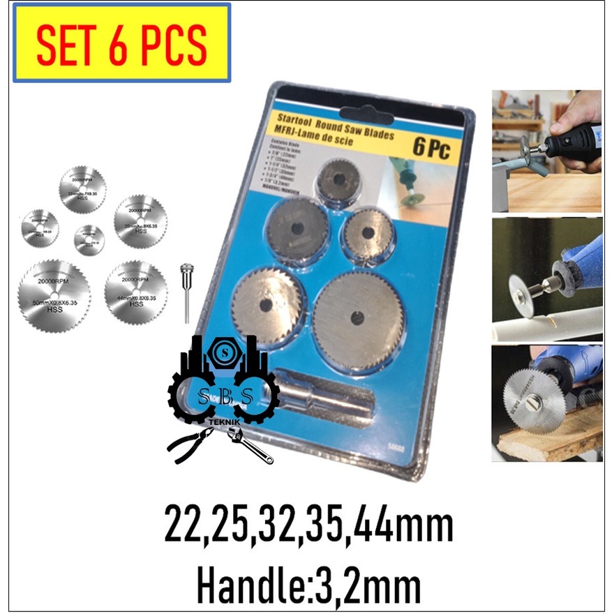 Mata Mini Grinder Set 6pcs Mata Bor Potong Gergaji Kayu Mini Tuner Bit