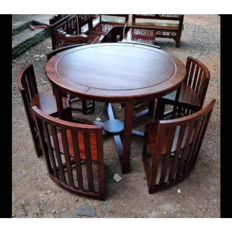 MEJA MAKAN BULAT JATI | MEJA OVAL FURNITURE JATI | MEJA MAKAN BULAT JATI JEPARA