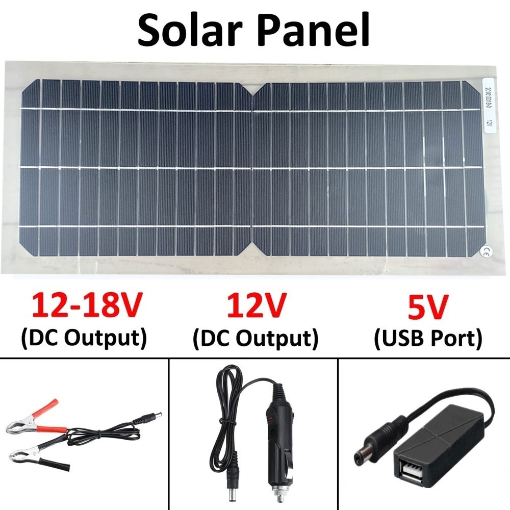 Charger Solar Panel Portable 50W + DC USB Output Port - BO37 - 7RHZI4BK Black