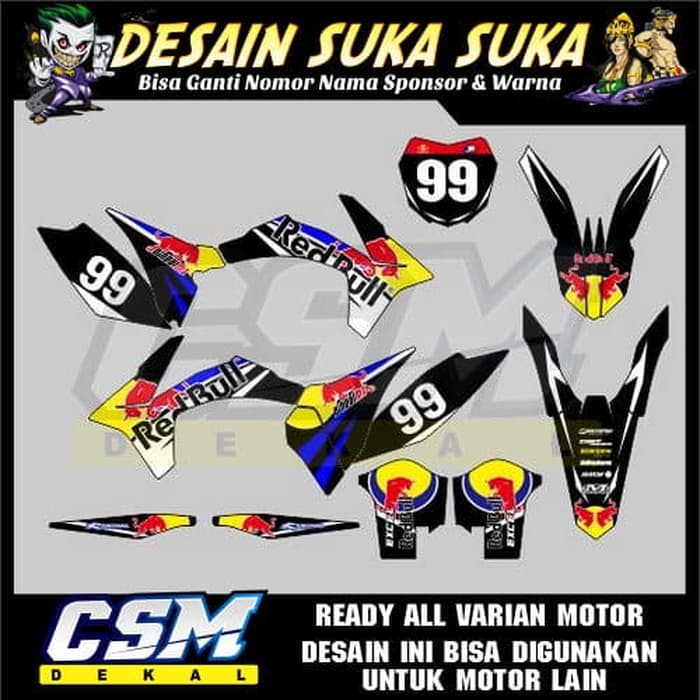 299 DEKAL DECAL MOTOR KTM 250 STIKER STICKER STRIPING BODY REDBULL BIRU