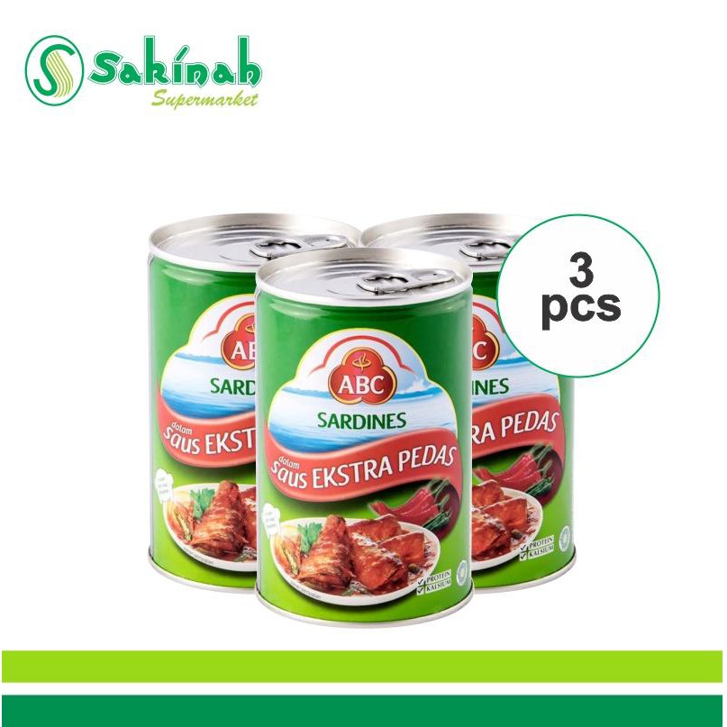 ABC sardines Extra Pedas (Makanan Kaleng) 155ml 3pcs