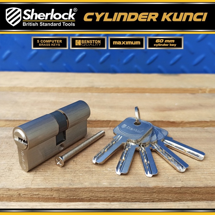 Silinder Kunci Pintu Komputer Sherlock (Anti Duplikat) Brass 60 mm