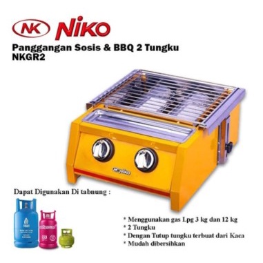 Niko NK-GR3 BBQ Grill Gas Kompor 3 Tungku Pemanggang Sate, BBQ Best produk