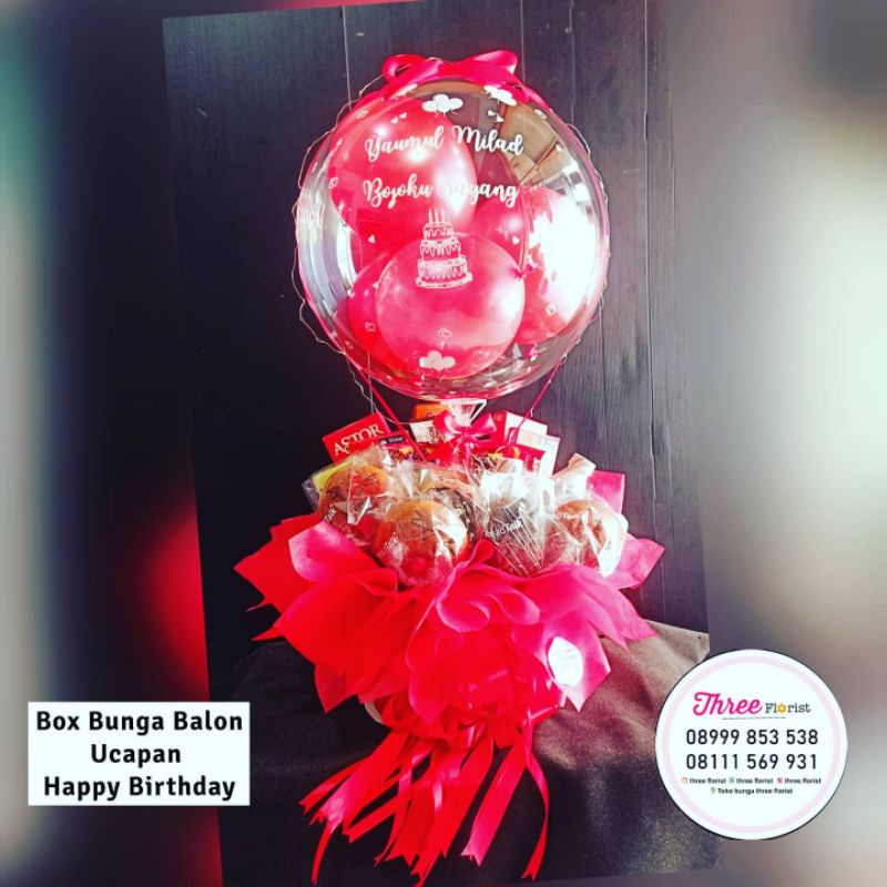 box balon snack/ hadiah ucapan ulangtahun / gift ucapan happy birthday / box snack bloom