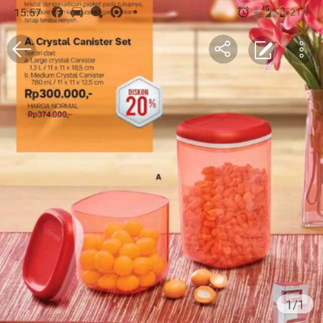 Tupperware toples crystal canister set promo