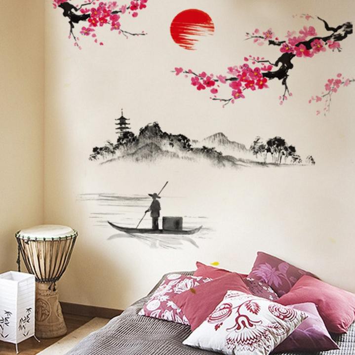 Model Baru Reliza Wall Sticker Stiker Dinding Bunga Sakura Painting Flowers Hiasan Dinding Jm730 Shopee Indonesia