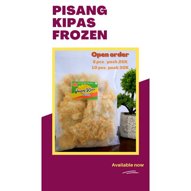 

PiISANG KIPAS FROZEN, terbuat dr bahan2 fresh cocok untuk oleh- oleh dan cemilan. Isi 8 pcs 25 K