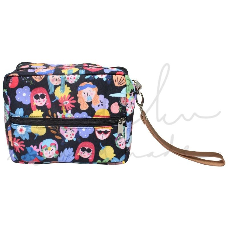 IDEKUHANDMADE BLACK FACES 5 IN 1 POUCH / FACES BLACK 5 IN 1 POUCH IDEKU HANDMADE