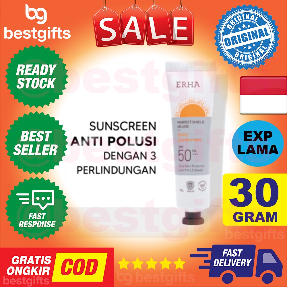 ERHA PERFECT SHIELD HELIOS SPF50/PA+++ DAILY SUNSCREEN SUNBLOCK SUN SCREEN BLOCK KULIT WAJAH 30 GRAM