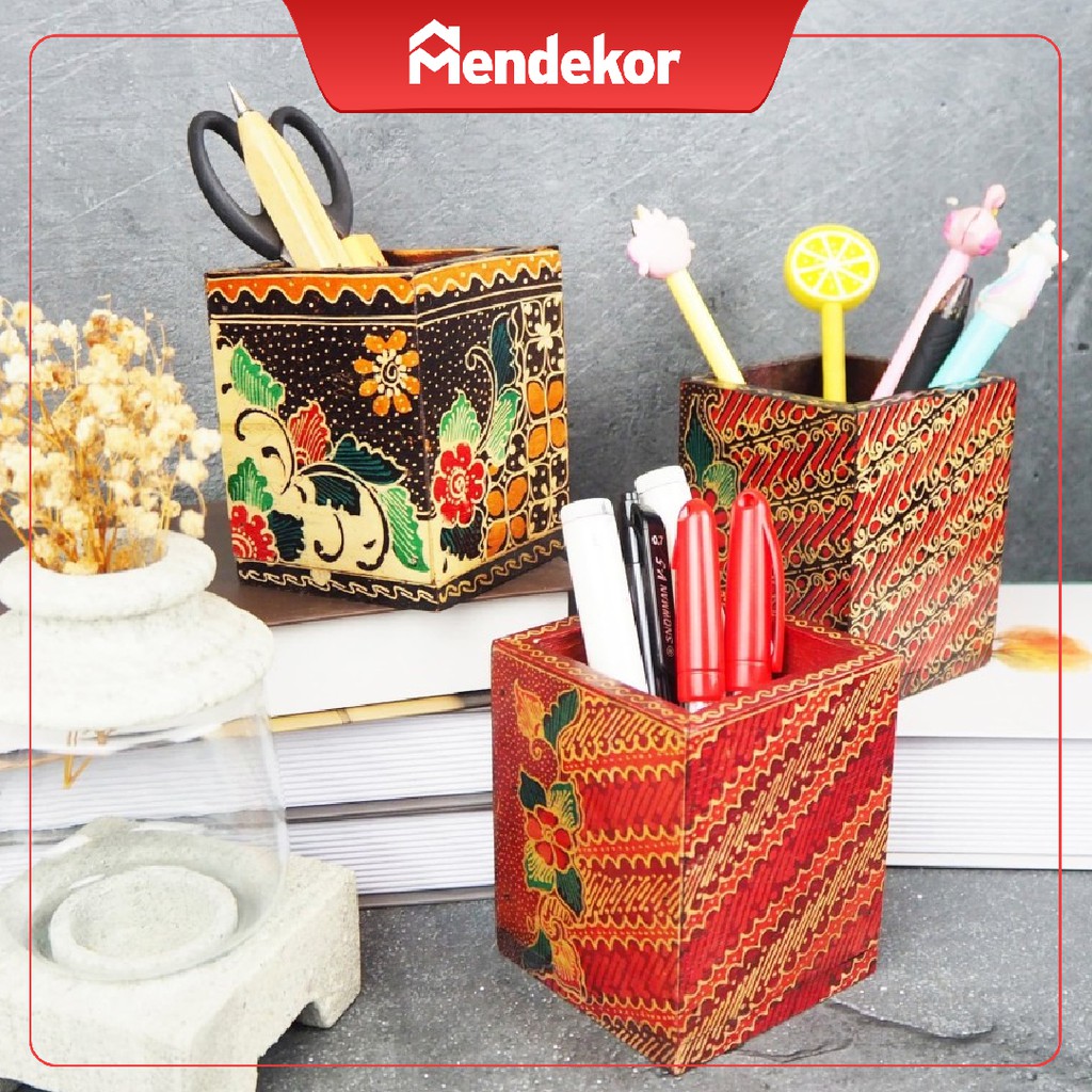 MENDEKOR Gyun | Kotak Kayu Tempat Sendok Garpu Meja Pensil Pen Penyimpanan Unik