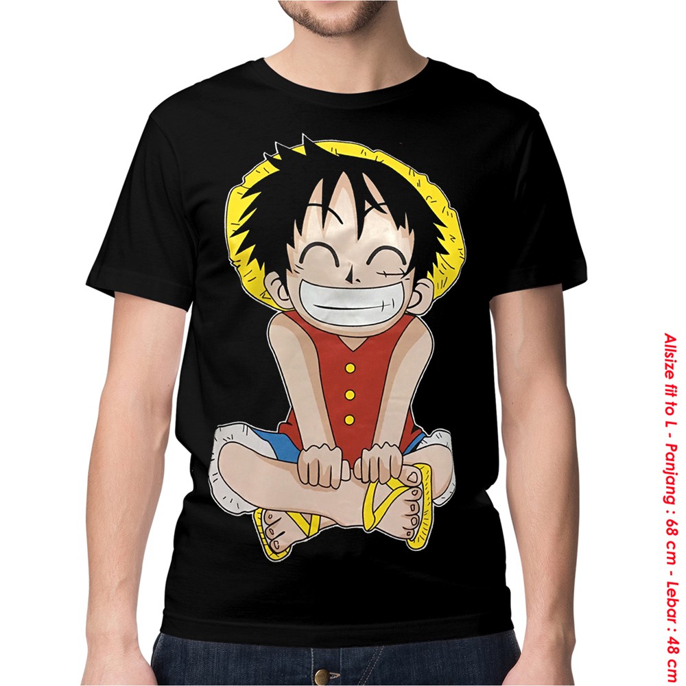  KAOS  DISTRO  baju  keren anime Onepiece LUFFY SANTAI 