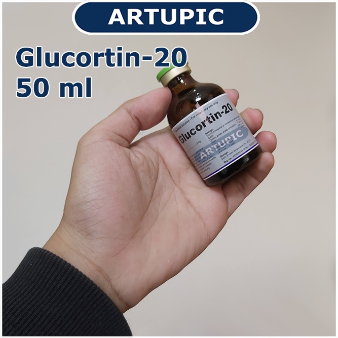 Glucortin-20 50 ml Obat Analgesik Antipiretik Antiinflamasi Hewan Ternak Antialergi Antistress mempercepat pemulihan kondisi pada sapi kambing domba babi anjing kucing