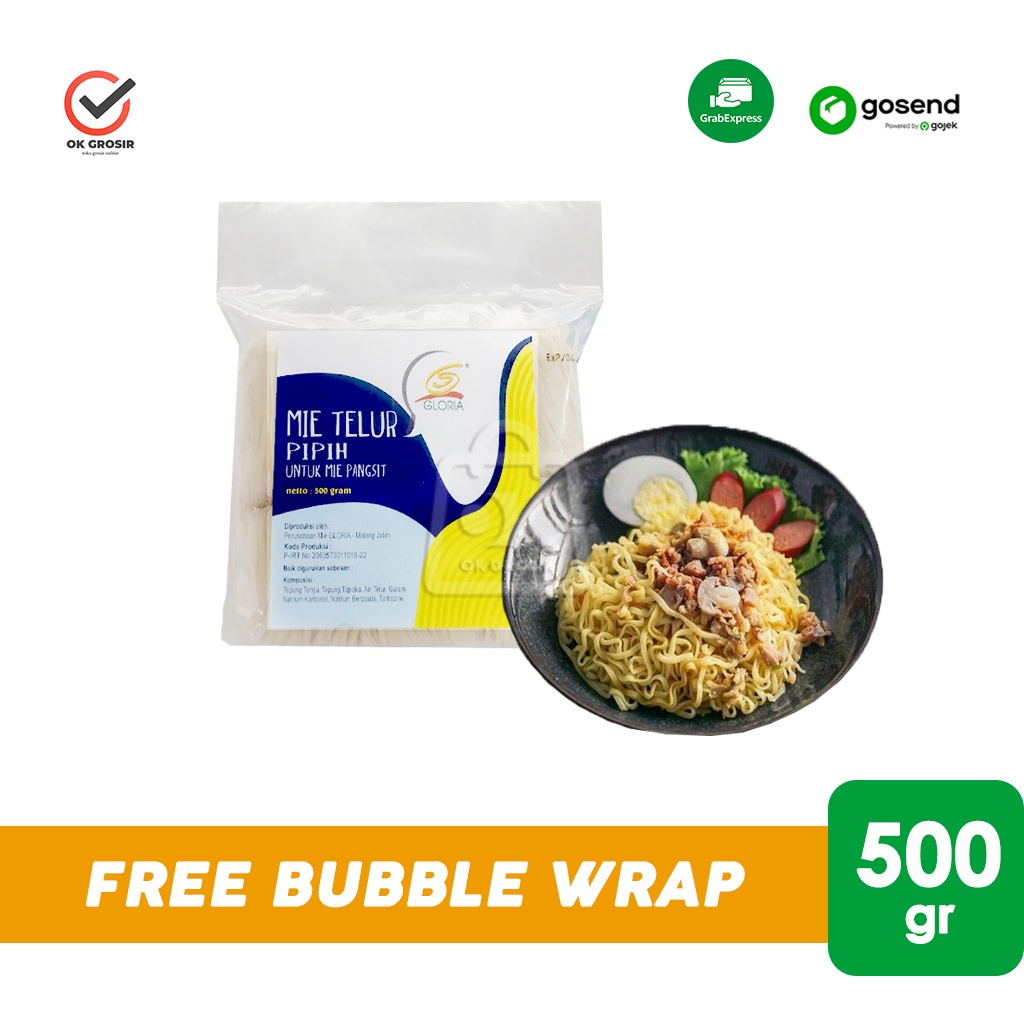 

Mie Telur Pipih untuk Mie Pangsit GLORIA 500gr (KHUSUS INSTANT)