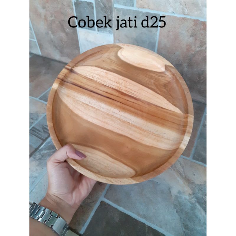 Cobek Kayu Jati D25cm/ Piring Saji Kayu Jati d25cm