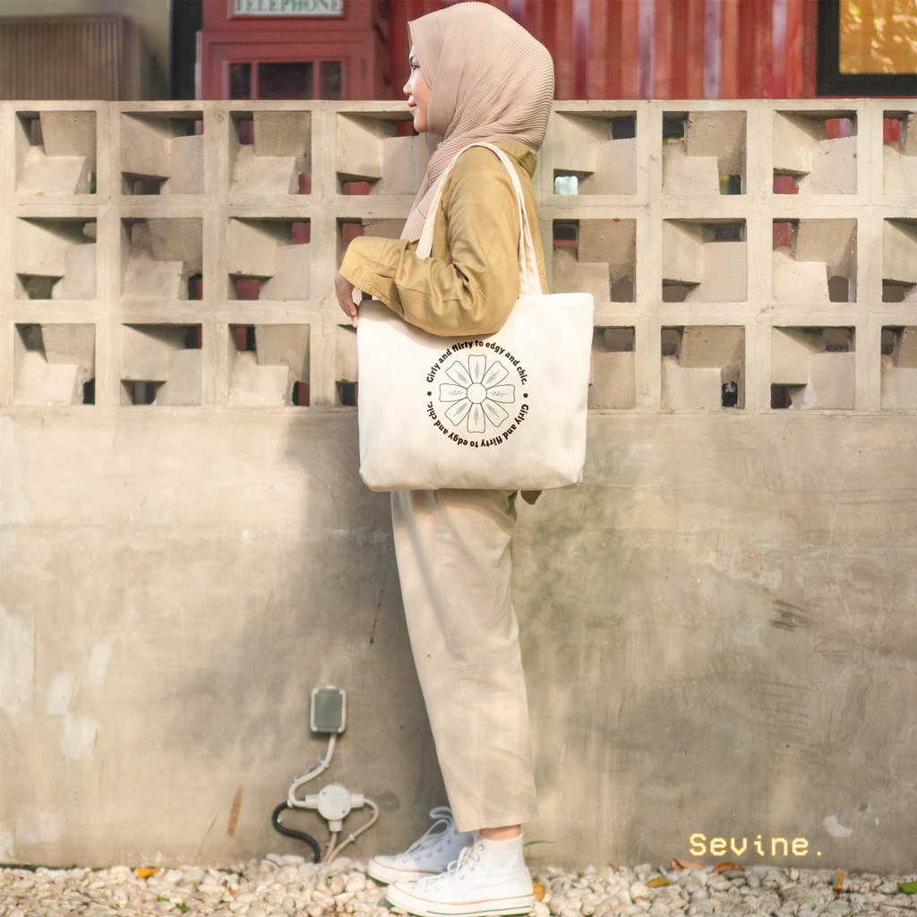 Sevine Tote Bag Kanvas Emily Tas Resleting Wanita Kuliah Fashion Laptop Totebag Vintage Series Quotes Aesthetic  - WCG