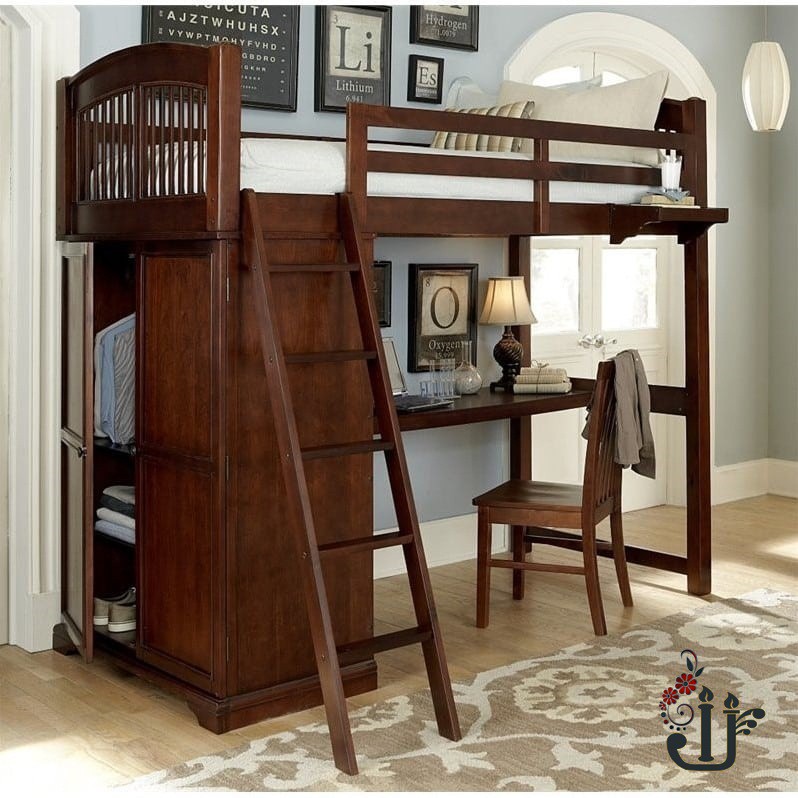 Tempat Tidur Tingkat + Lemari dan Ruang Belajar / Dipan Tingkat / Dipan Susun / Ranjang Susun