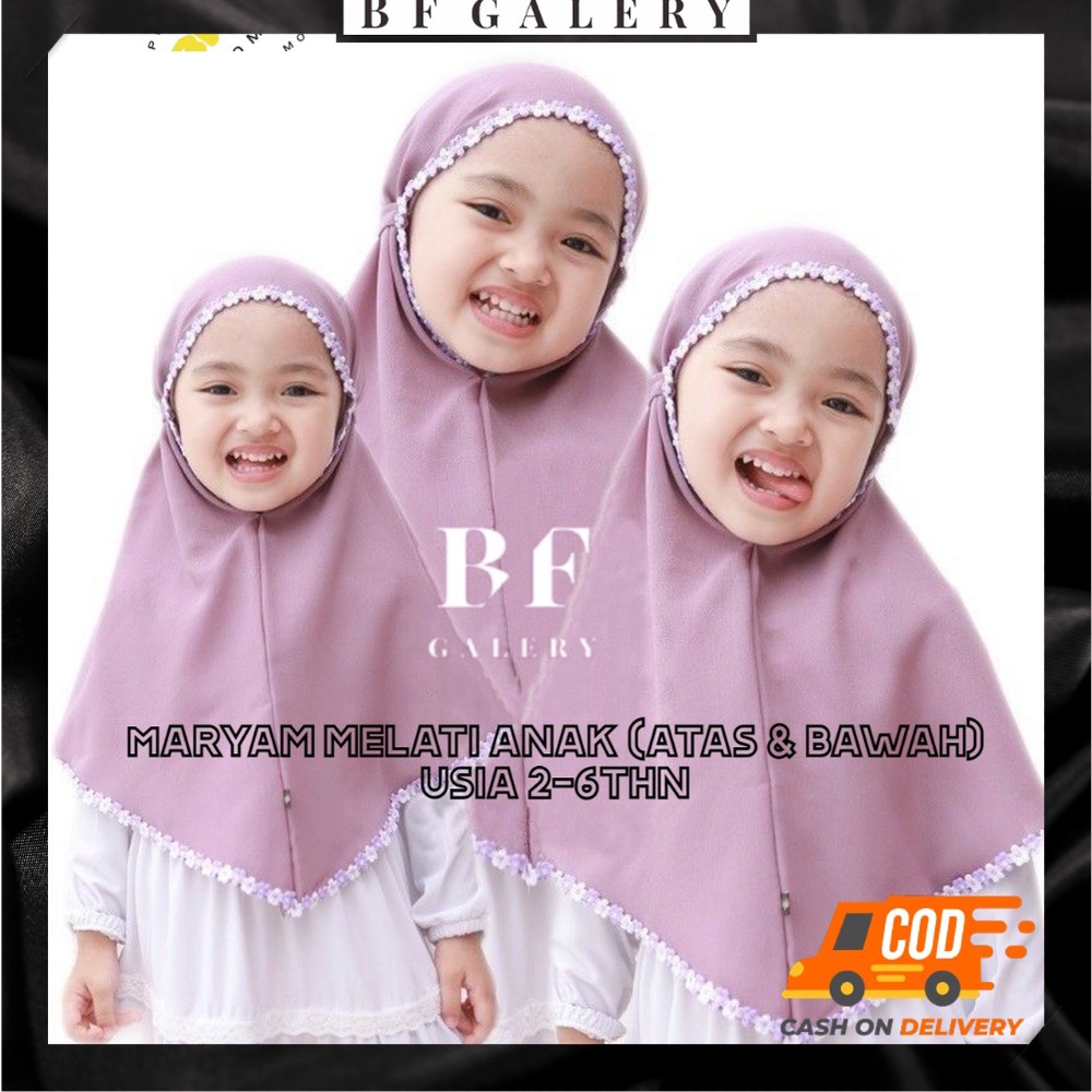 BFJ019 Hijab Instan Renda Melati Anak Dobel (Atas &amp; Tepi) Jilbab Anak usia 2-5 Tahun Jakarta