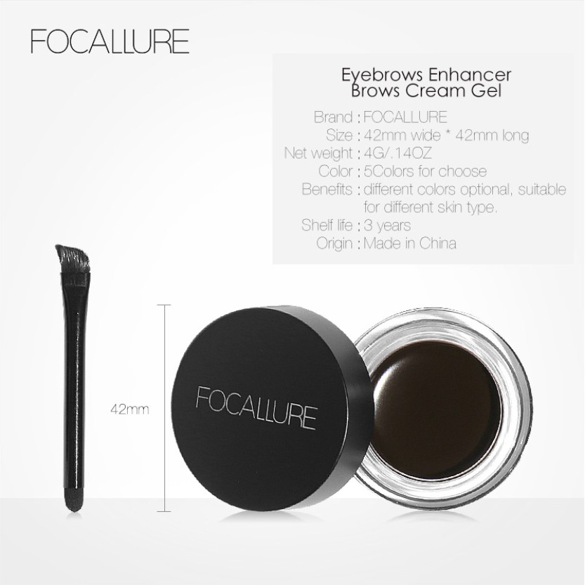 [ORI BPOM] FOCALLURE Eyebrow Cream Gel waterproof Pensil Alis | FOCALLURE Brows Gel Cream | Eyebrow Gel | Kosmetik Mata Waterproof FA23