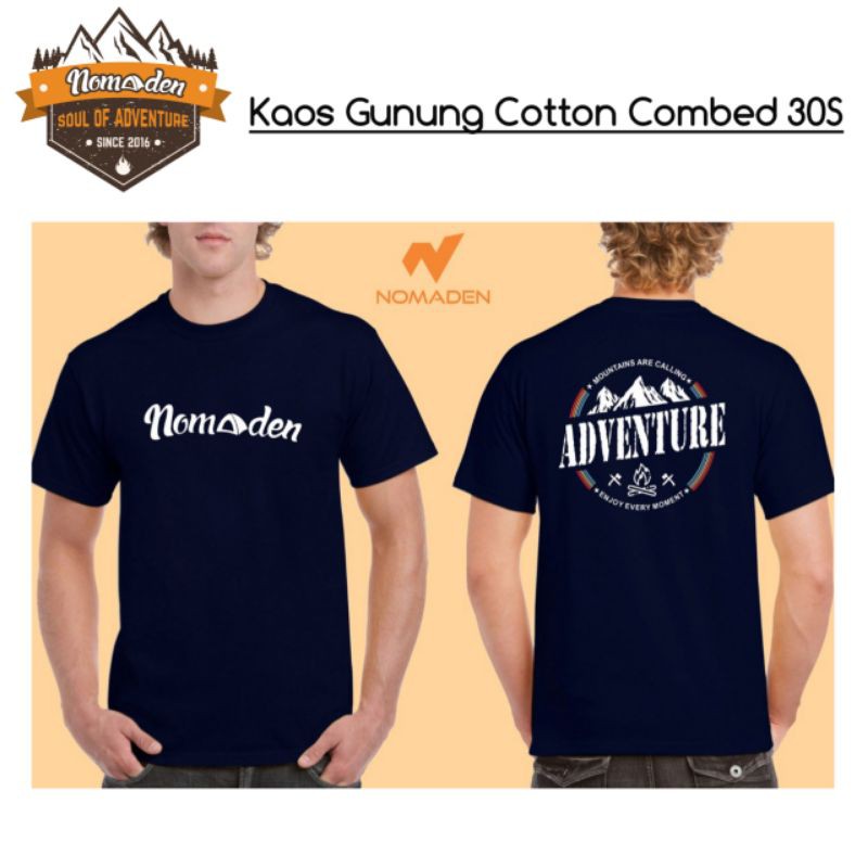 T-shirt Kaos Gunung Pria Nomaden Cotton Combed Original