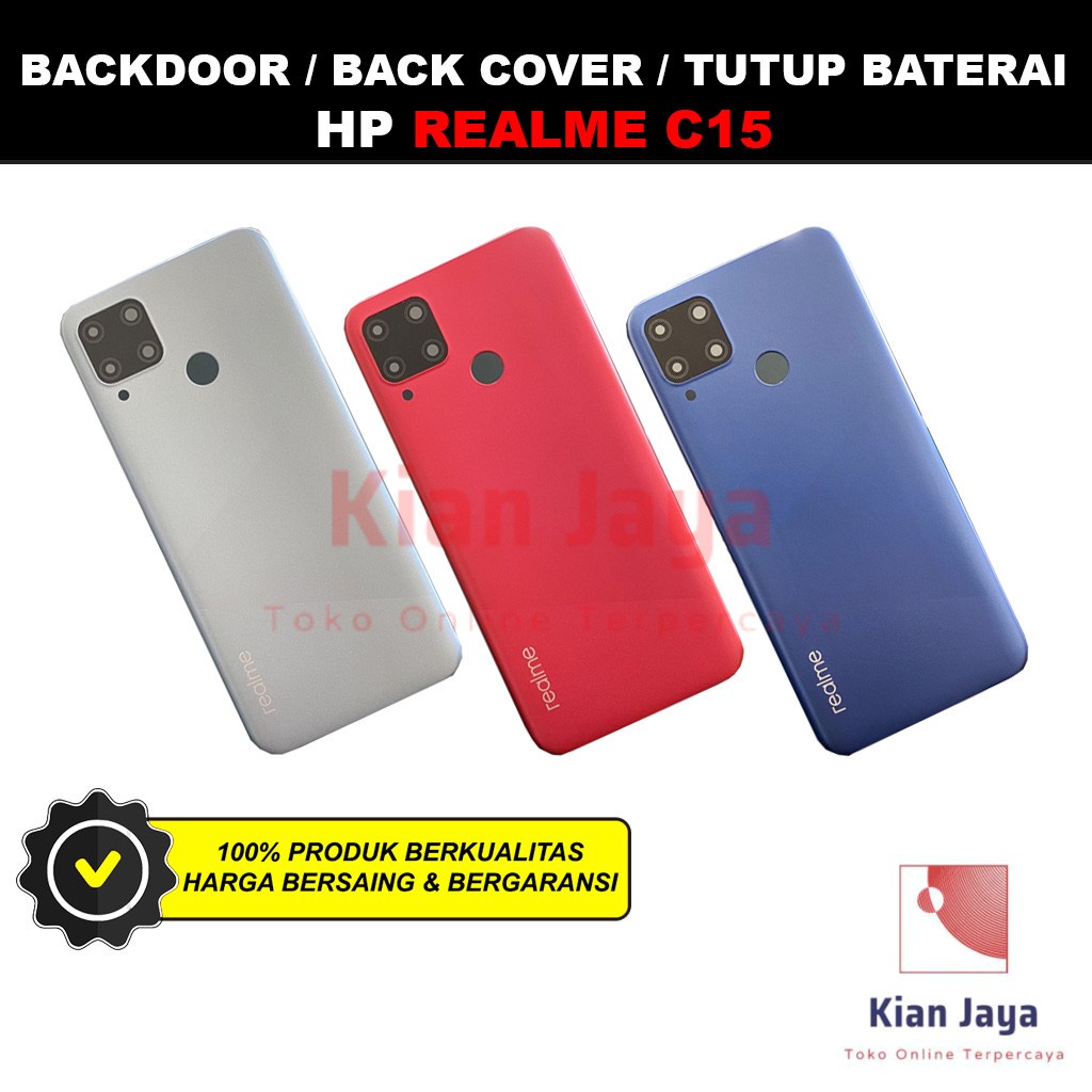 Backdoor Realme C15 Back Cover Tutup Belakang Baterai Cassing Casing Backcase Original