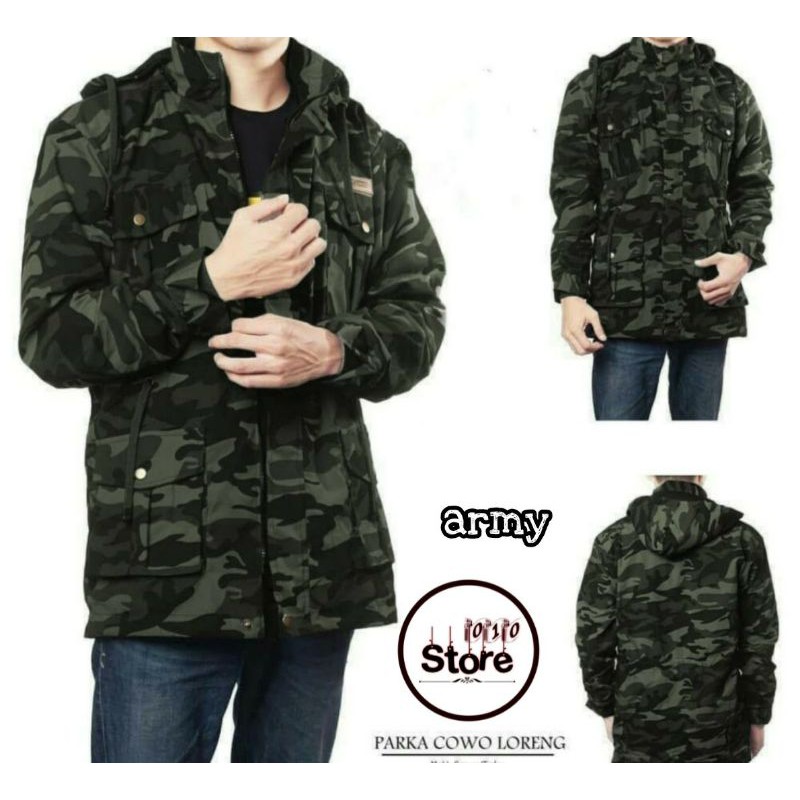 PARKA DORENG / LORENG / JAKET PRIA / PARKA / KANVAS / FASHION PRIA / JAKET TENTARA