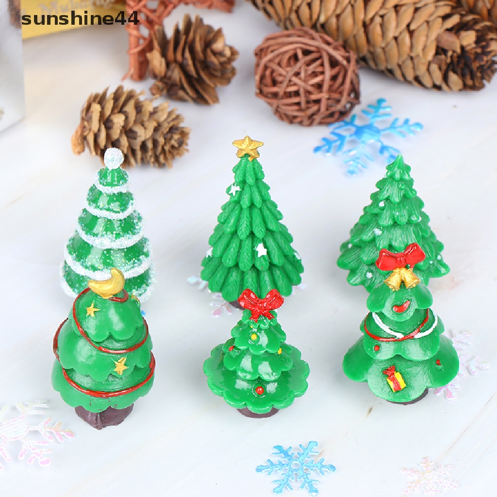 Sunshine Miniatur Pohon Natal Bahan Resin Untuk Dekorasi Taman Peri