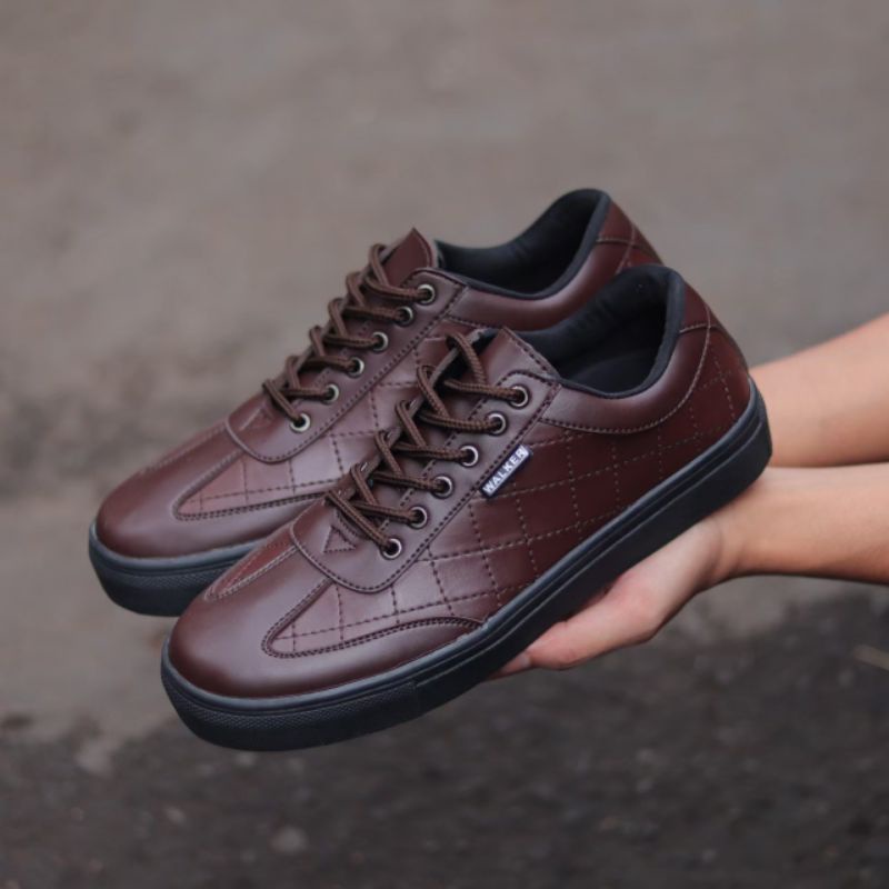 XSHOESBDG.ID x PEDRE Sepatu Formal Casual Pria Sneaker Pria Tali Hitam Polos Kulit Sintetis Santai Kuliah Kerja Nongkrong