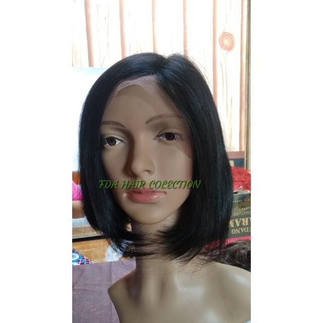 Lace wig front model bob rambut asli