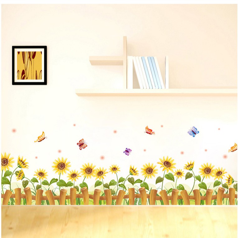 RELIZA WALL STICKER PAGAR BUNGA MATAHARI SUN FLOWERS STIKER DINDING XL7178