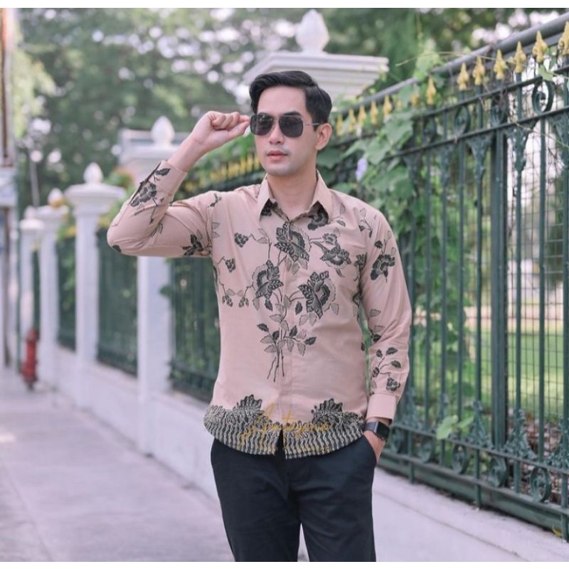 Jual MAWAR HIJAU KEMEJA BATIK PRIA LENGAN PANJANG SLIMFIT (lapis furing