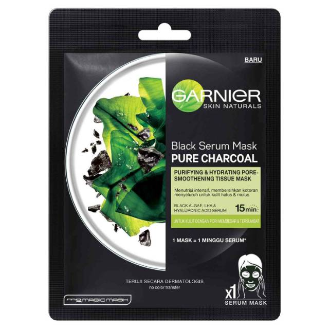 Masker Garnier Black Serum Pure Charcoal