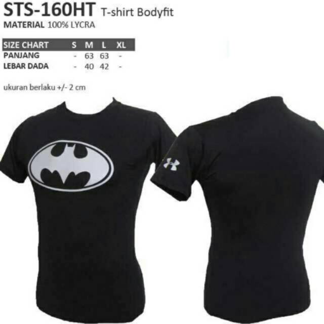 Kaos sport fitness bodyfit Batman hitam