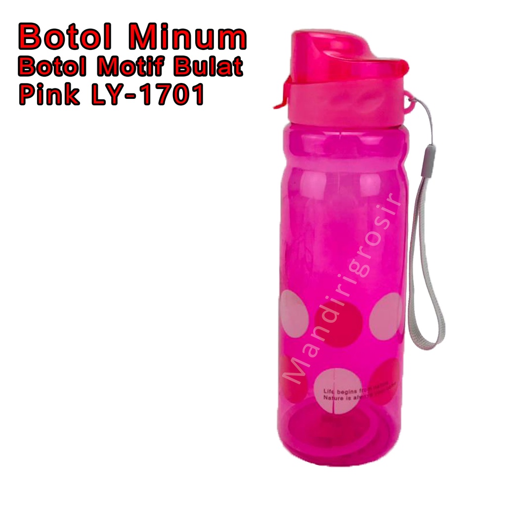 Motif Bulat Warna Pink LY-1701 * Botol minum plastik * 600 ml*