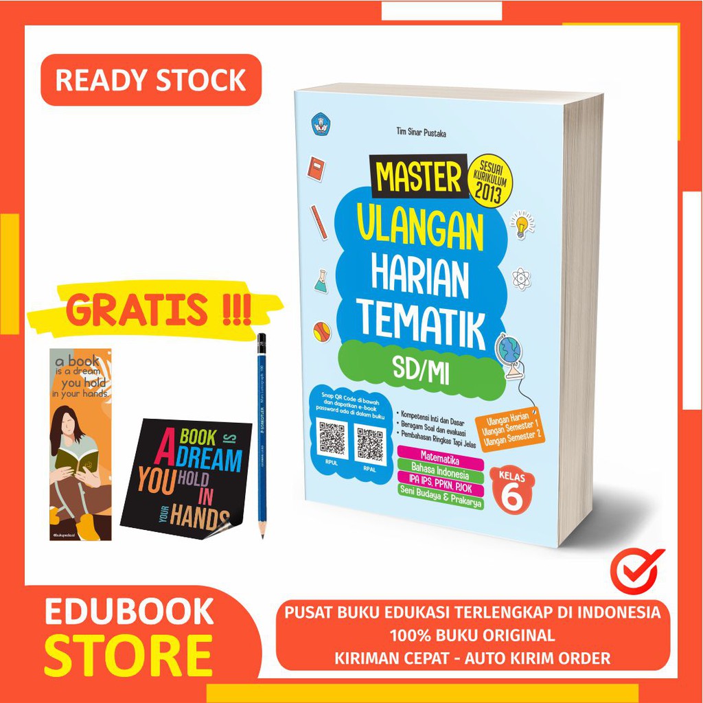 

MASTER ULANGAN HARIAN TEMATIK SD/ MI KELAS 6 - C KLIK MEDIA - BONUS BOOKMARK, PENSIL 2B, STIKER