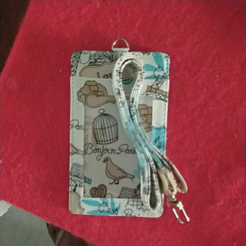 

Id card name tag holder dua slot kartu plus tali kulit kalep non magnet