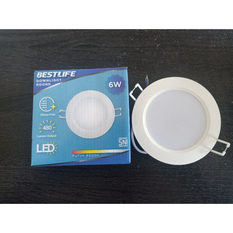 LAMPU TANAM ATAP PLAFON TEMPEL PANEL DATAR DOWN LIGHT BEST LIFE  DOWNLIGHT LED 6 WATT 6500K BESTLIFE BL-LED-DWL-R01-6W