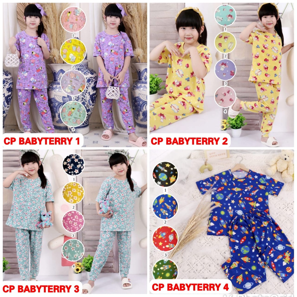 SETELAN CP BAJU TIDUR PIYAMA ANAK BABYTERRY USIA 1 - 8 THN