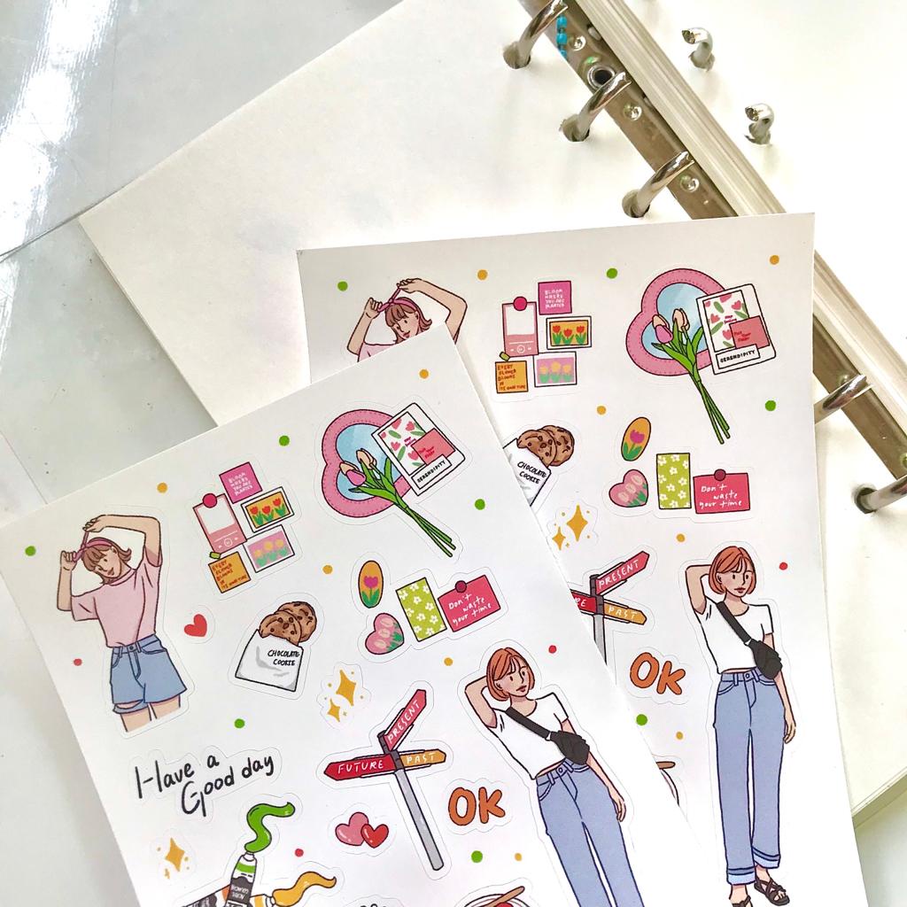 

Korean girl sticker sheet/ stiker gadis korea/ stiker ootd/ dekorasi jurnal KP131